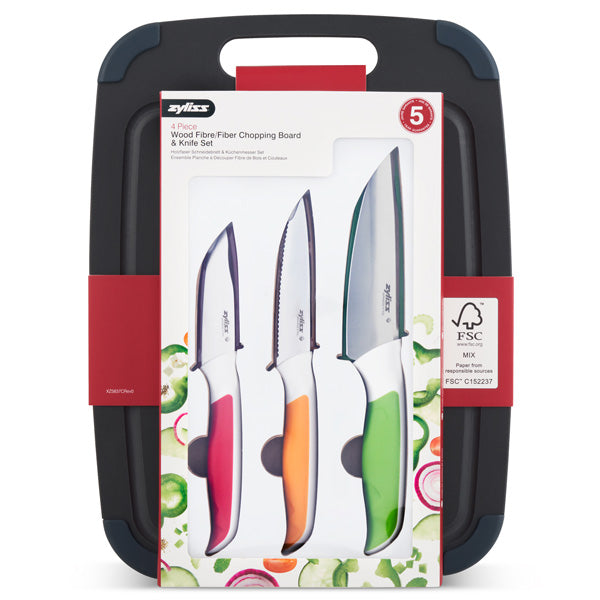 Planche à découper & set de 3 couteaux